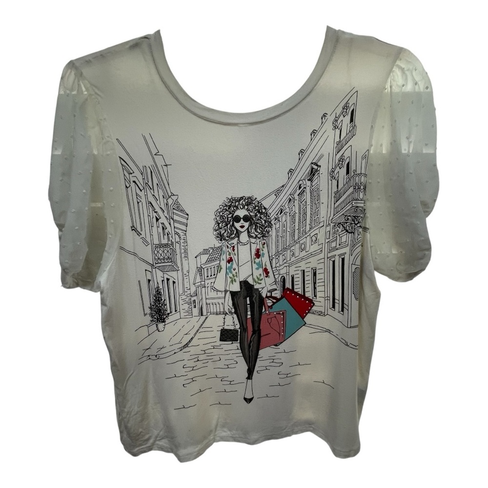 Black and White Graphic Short Sleeve T-Shirt